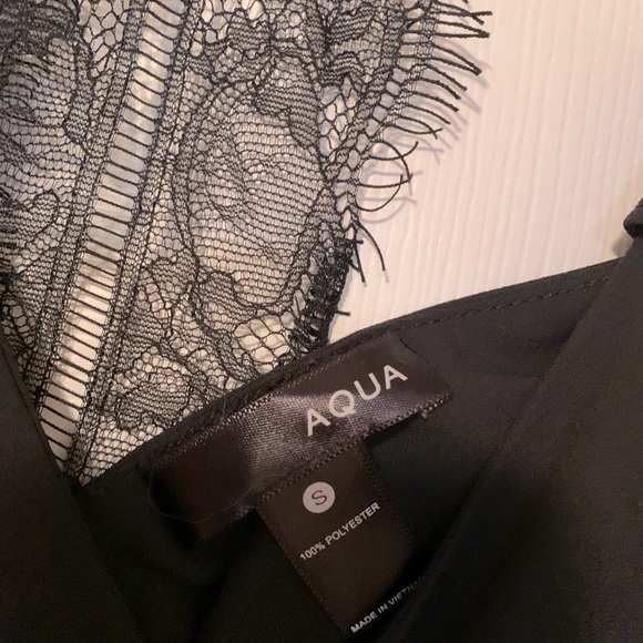 Black Ruffled Cold Shoulder Top w/ Lace Back Strip - Picture 4 of 4